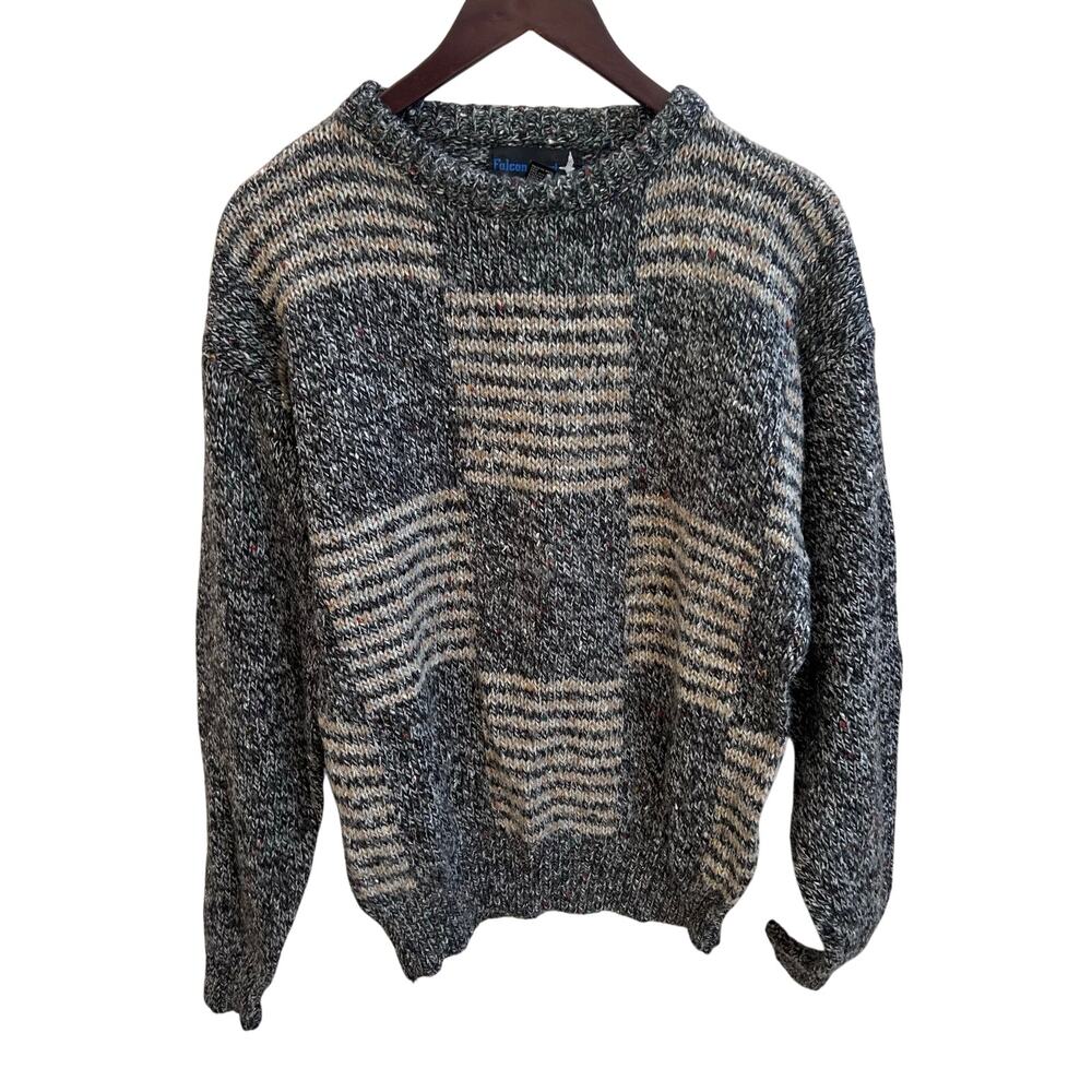 Vintage Wool Blend Sweater Medium 90s Patterned Pullover M